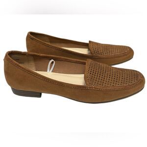 Liz Claiborne LC Towne Perforated Brown Loafers Flats Slip on Size 6.5 with Box